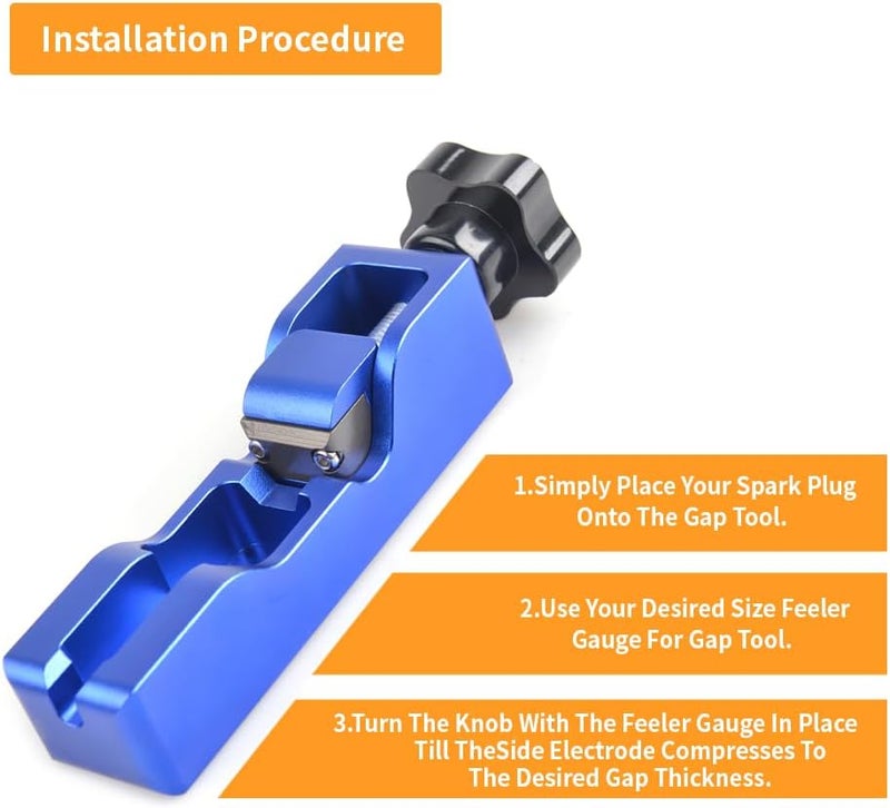 CNRAQR Universal Spark Plug Gap Adjustment Tool with Magnetic Base Compatible with Most 10mm 12mm 14mm 16mm Spark Plugs Blue - 1 Set with Feeler Gauge for Easy Installation and Storage - Image 4